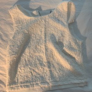 White lace zip back AQUA top